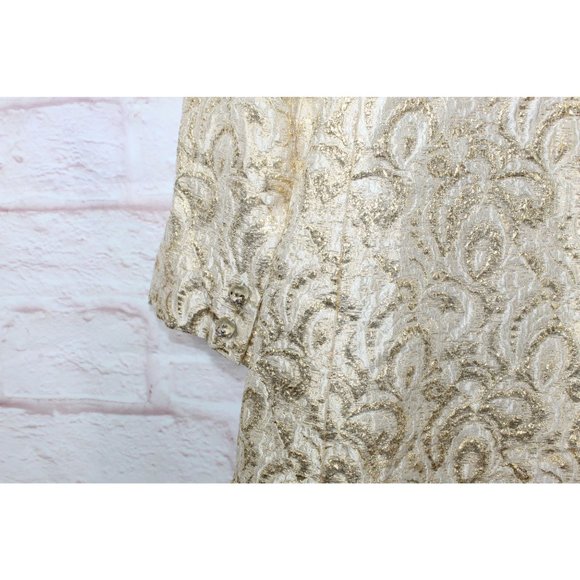 *Vintage Cotton Button Down Lined Embroidered Long Coat Size 10 - Picture 12 of 16